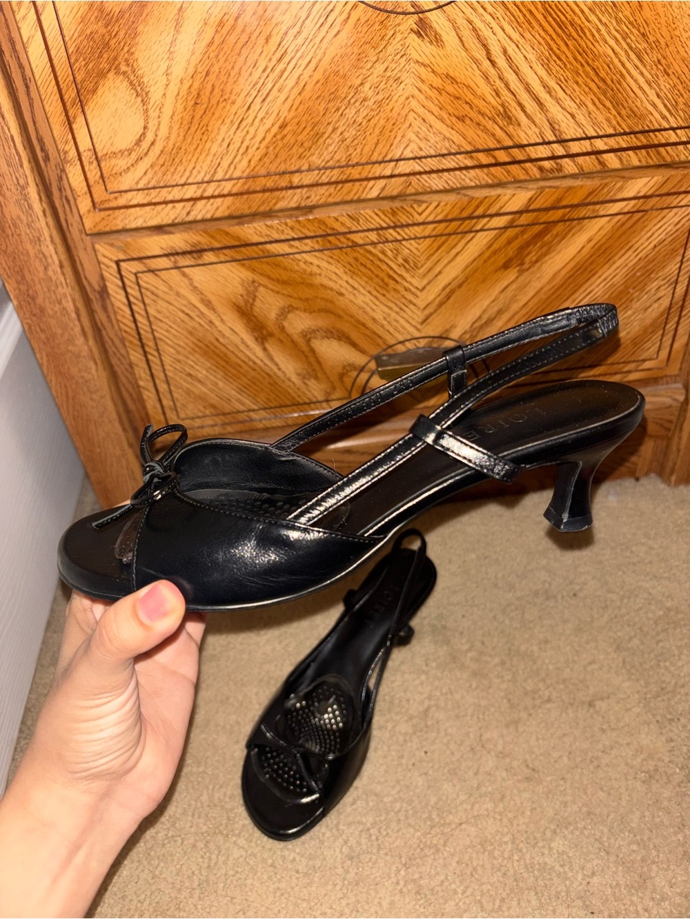 Women's Black Slingback Kitten Heel Sandals